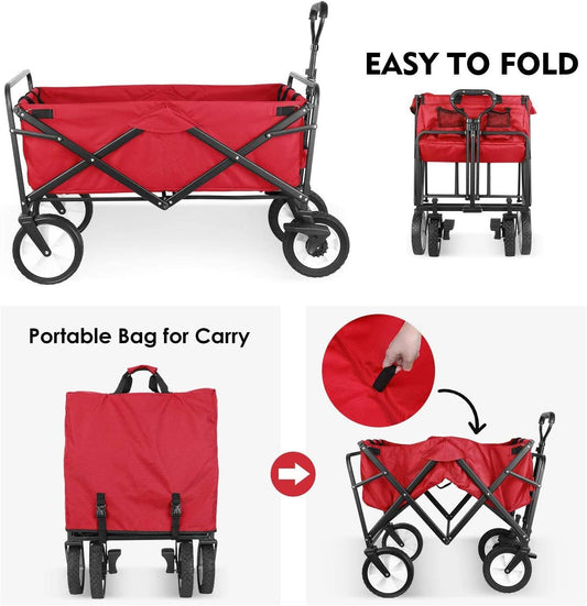 Outdoor Utility Wagon, Heavy Duty Folding Garden Portable Hand Cart, w