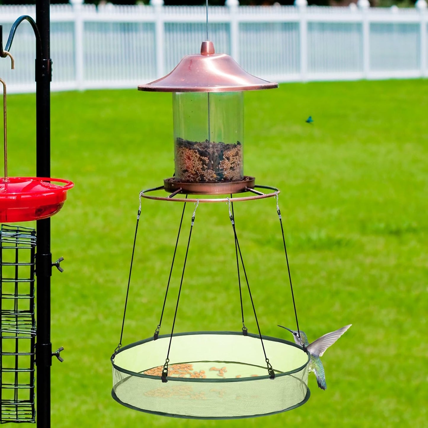 2 Pieces Universal Wild Bird Seed Catcher Hanging Hoop Platform Bird Seed Catcher Tray for Hummingbird Feeders Bee Feeder Outdoor Garden Accessories (24 Inch)