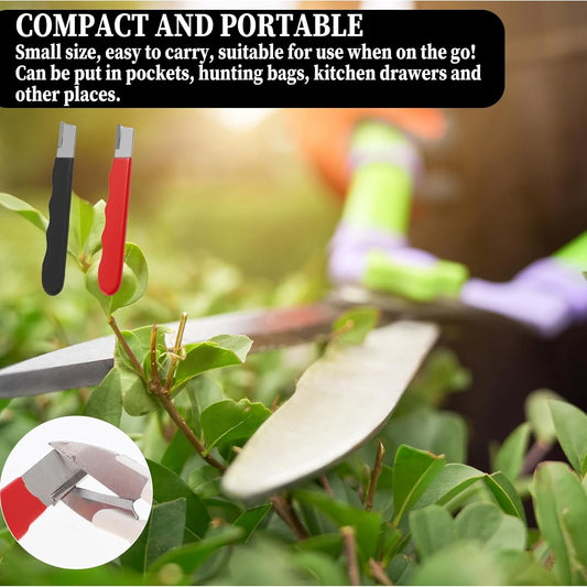 2Pcs Garden Tool Blade Sharpener, Pocket Blade Sharpener for Garden Tools Multipurpose Usage Knife Sharpeners for Pruning Shears, Hedge Scissors, Clippers, Pocket Knives, and More (2, Red+Black)