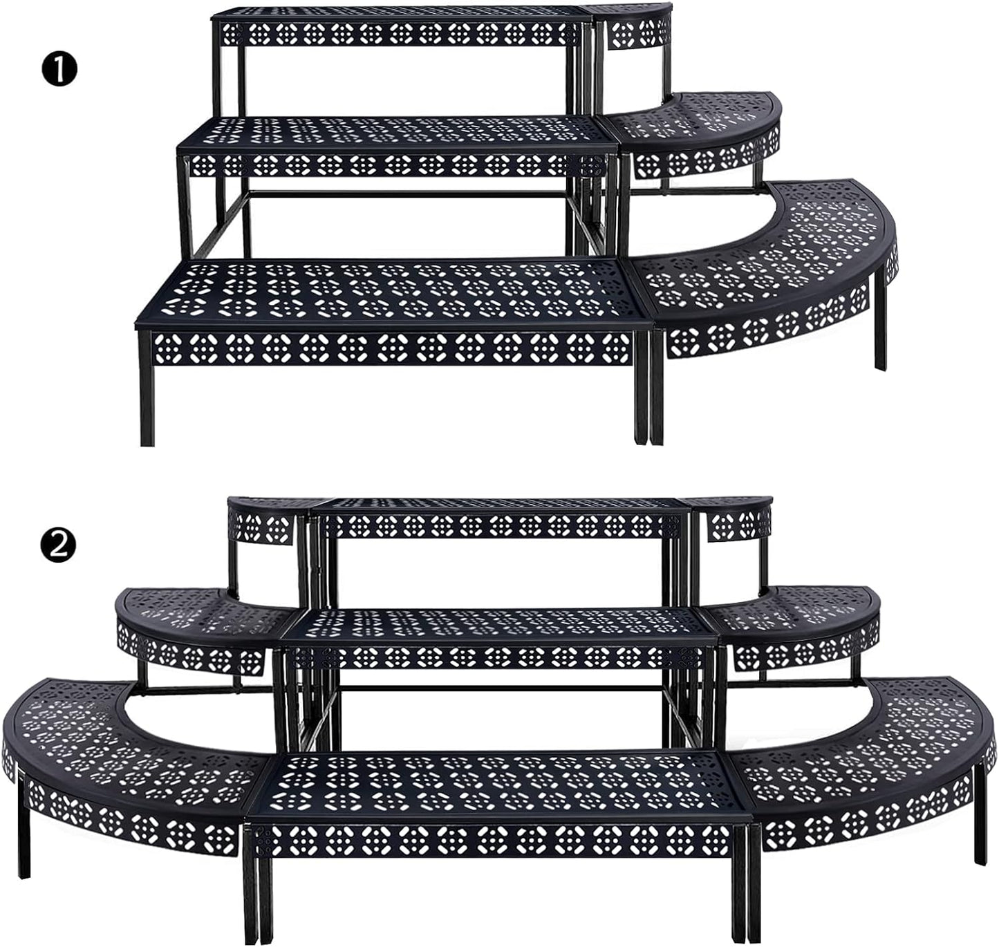 aboxoo 3 Tier Plant Stand Flower Pot Rack, Metal Stair-Step Style Corn