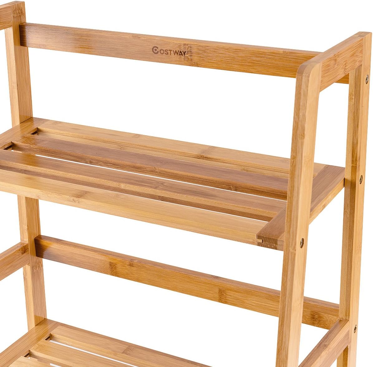 COSTWAY 47.5'' Bamboo Ladder Shelf, Multifunctional Plant Flower Display Stand, Storage Rack, Bookcase Bookshelf Natural (4 Tier)
