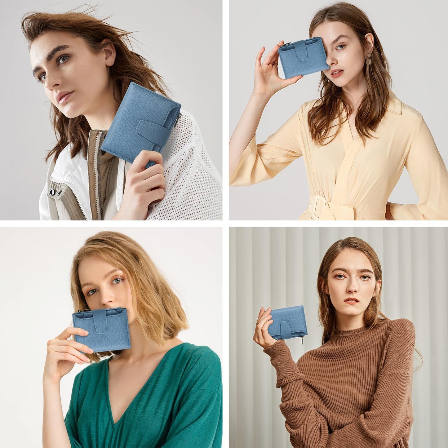 Small Wallet Women RFID Blocking Soft Leather Bifold Compact Card Hold