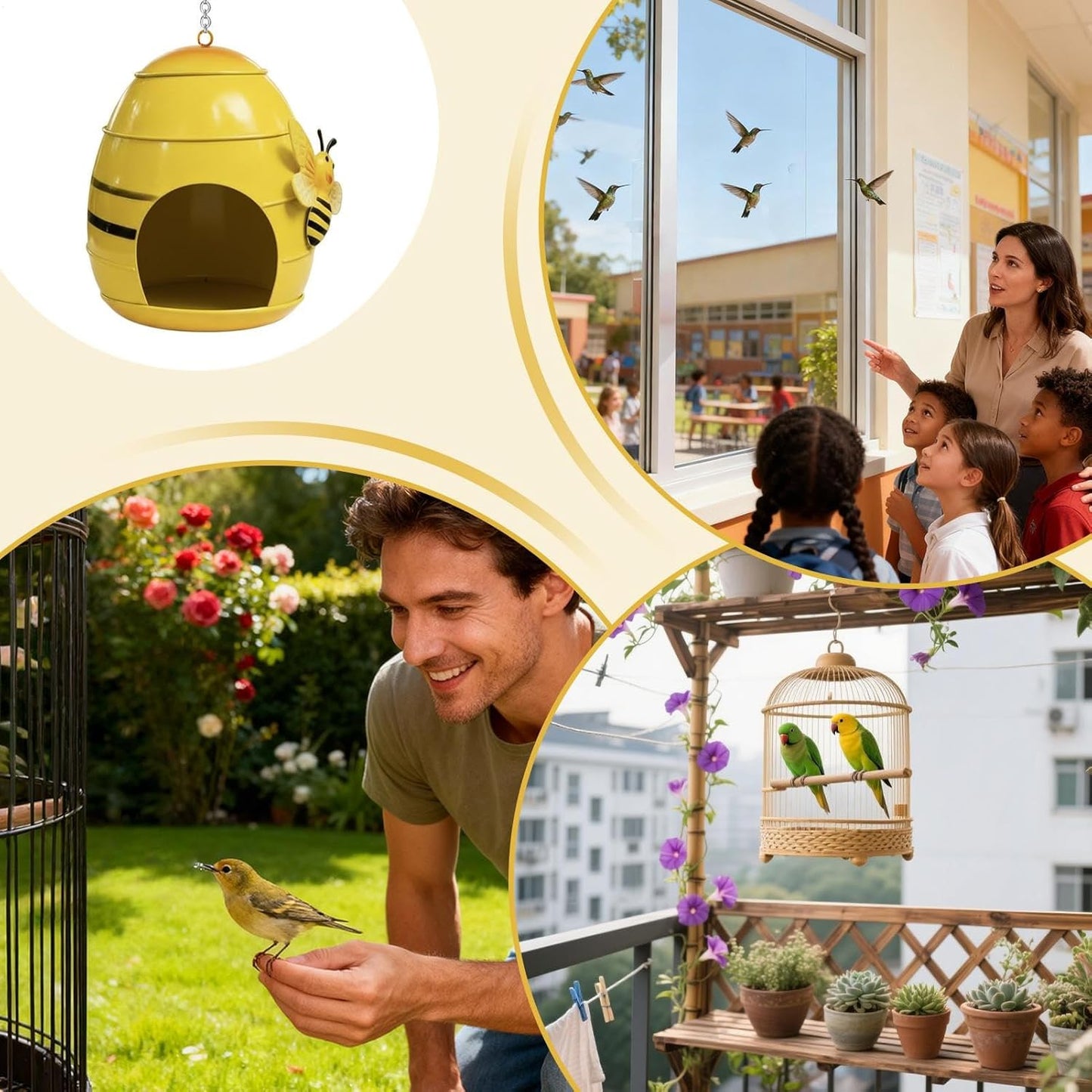 Metal Bird Feeder, Weatherproof Funny Food Holder, Outdoor Bird Feeders Decor, for Metal Material, Birds Feeder with Hangable Display, Garden Accessory, for Attracting Feeding Hummingbird Use