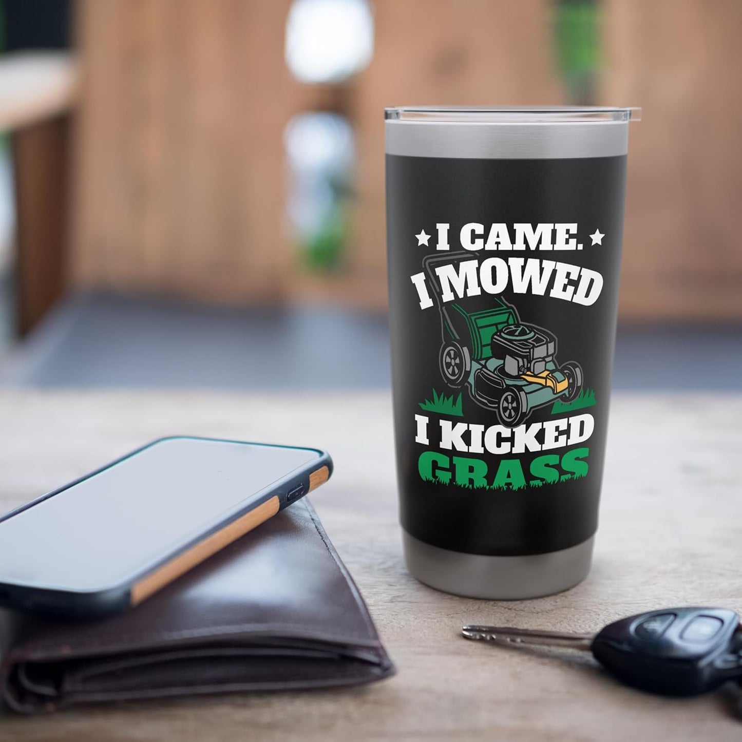 I Came I Mowed I Kicked Grass Funny Yard Work Enthusiast Stainless Steel Insulated Tumbler