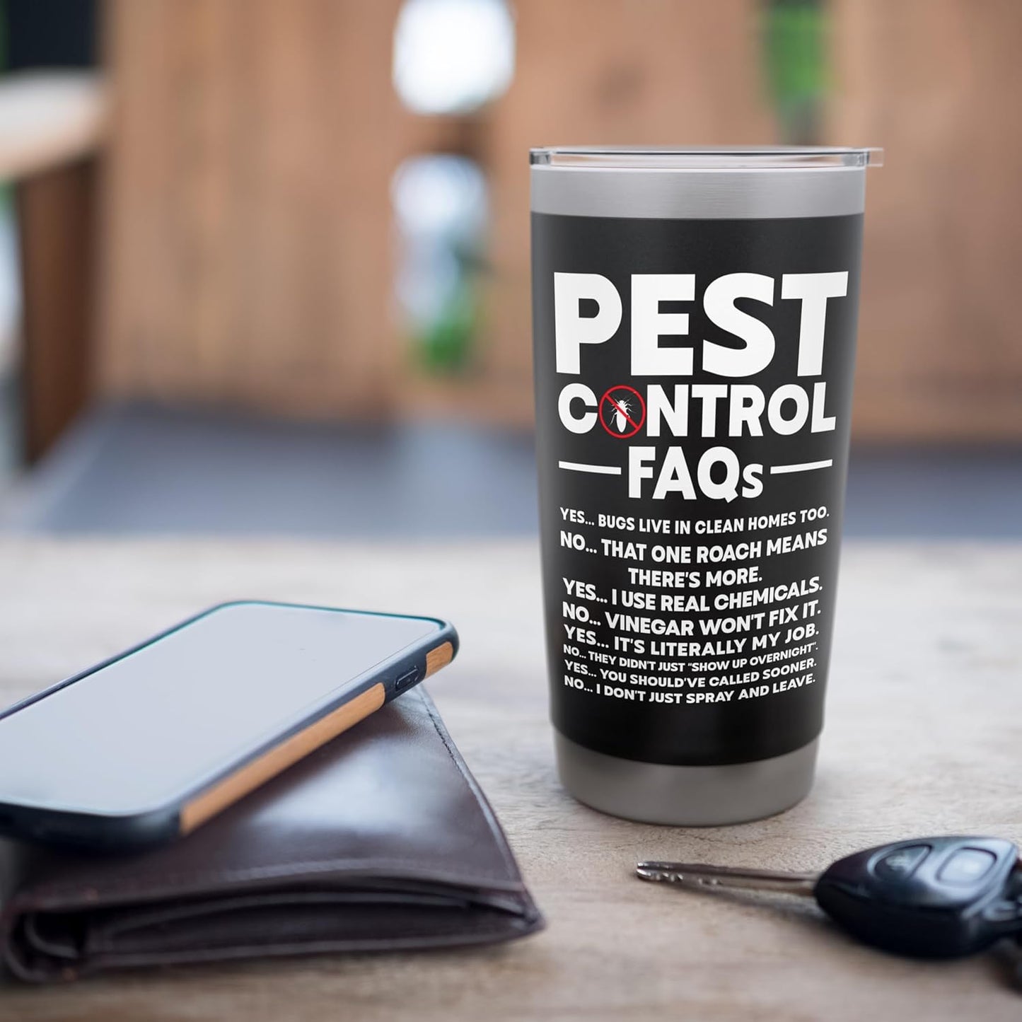 Pest Control FAQs funny Exterminator Stainless Steel Insulated Tumbler