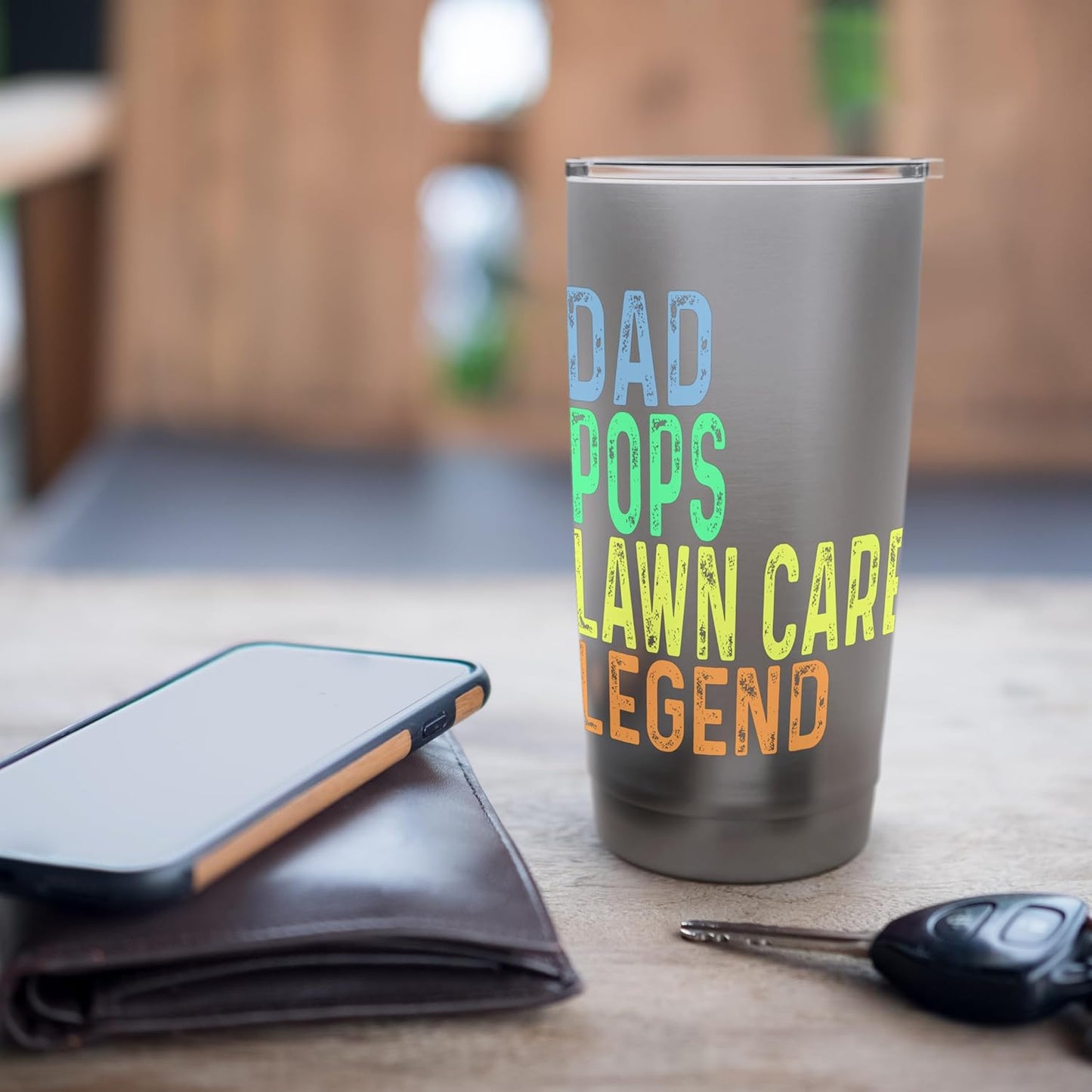 Funny Dad Pops Lawn Care Legend Grass Mowing Lawn Mower Dad Stainless Steel Insulated Tumbler