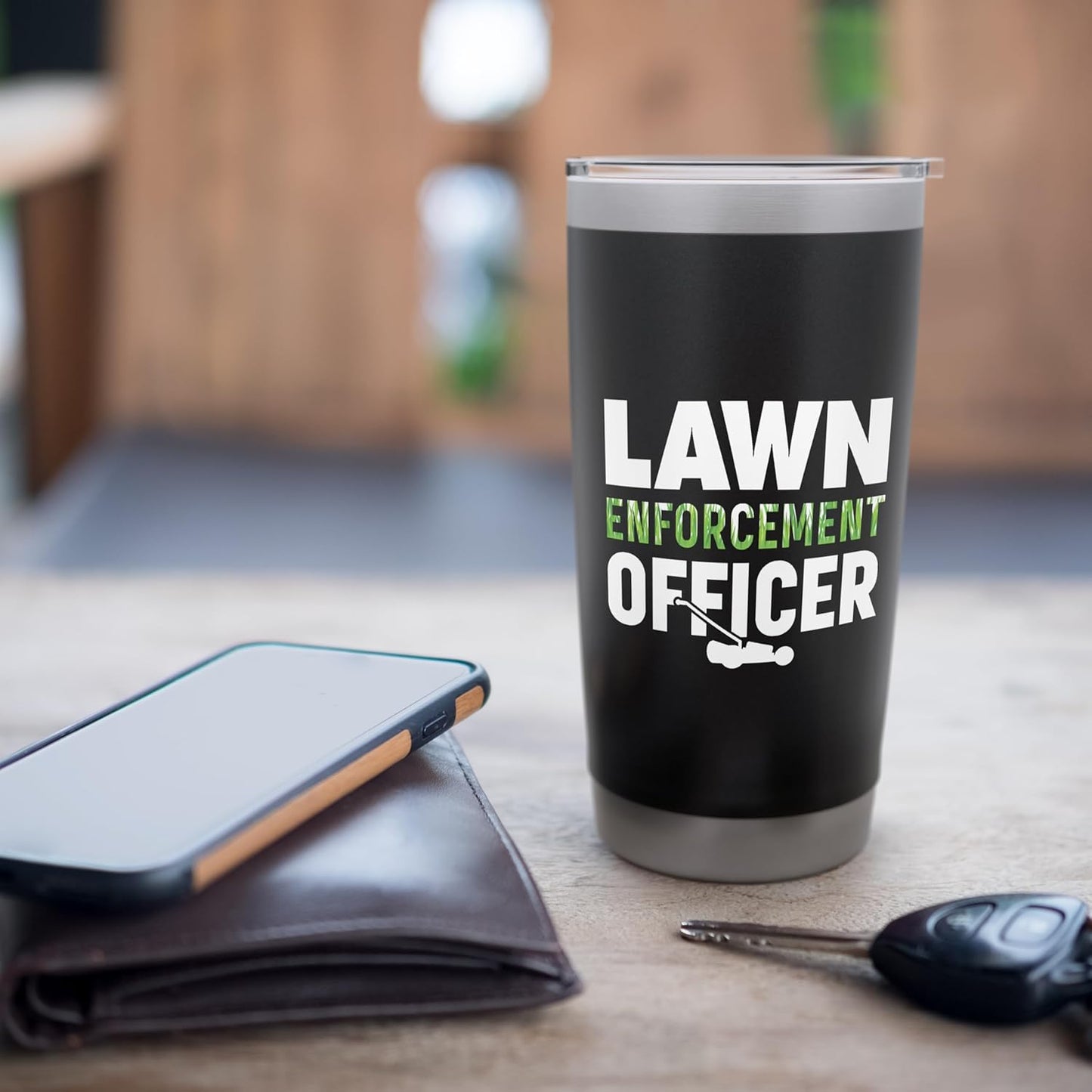 Lawn Enforcement Officer Funny Lawn Mower Stainless Steel Insulated Tumbler