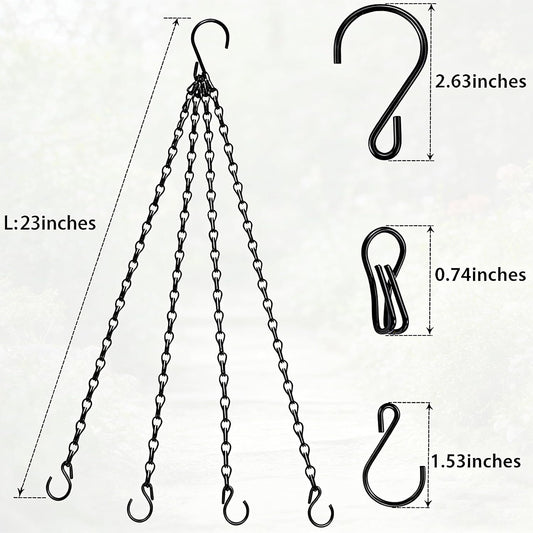 3 Pack 23 Inch Plant Hanger Chains with Hooks - Replacement Hanging Ba