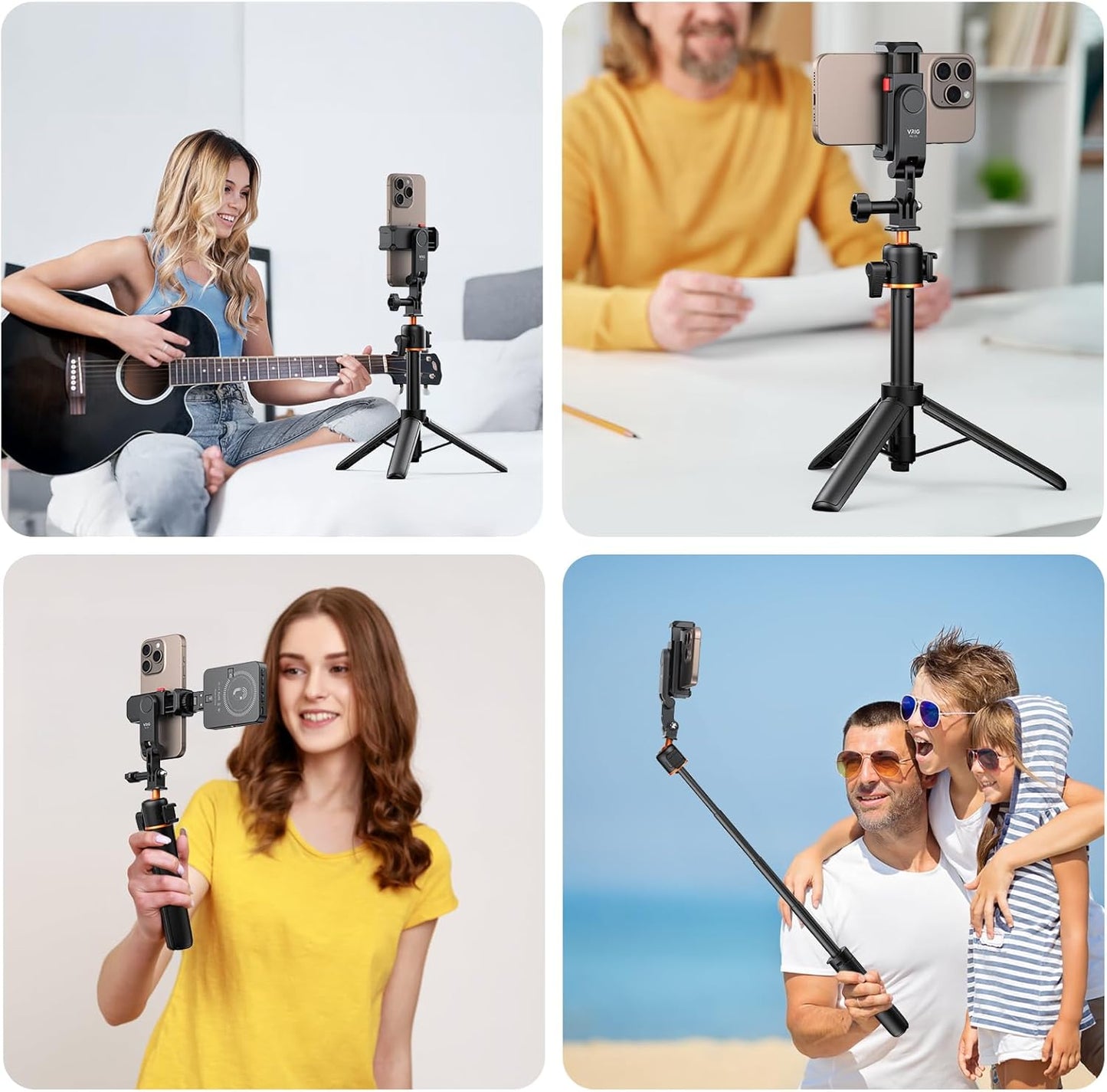 VRIG Phone Holder/Hot Shoe Mount Adapter Kit Compatible with Action Camera GoPro Hero 11 10 9 8 7 6 5, DJI OSMO Action/Action 2, iPhone13 Pro Max, Samsung, Attaching on DSLR Camera or Ring Light