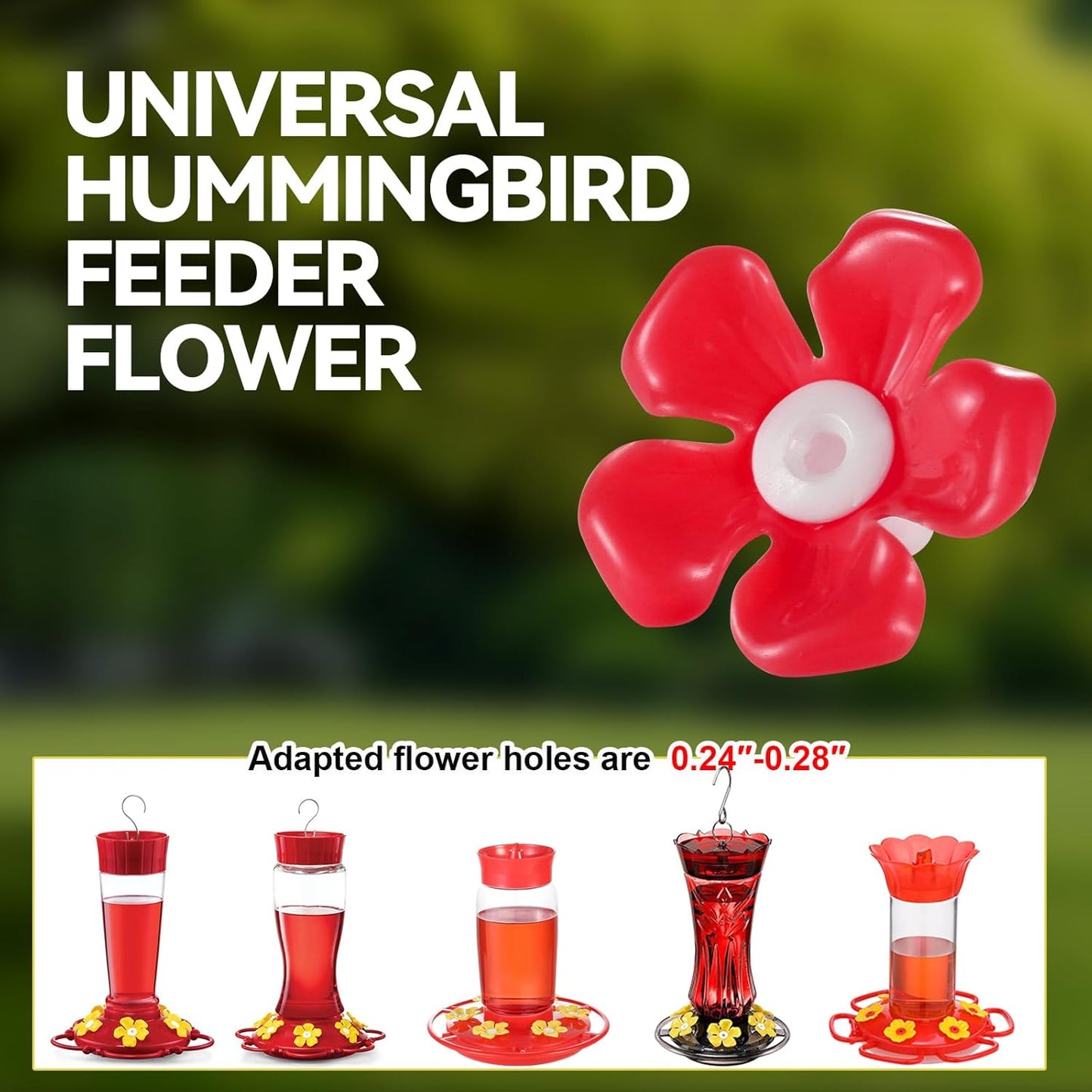 30 Pack Hummingbird Feeder Replacement Flowers, Bee-Proof Plastic Red