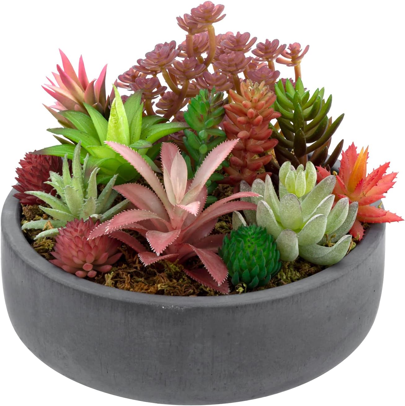 MyGift 8 Inch Round Unglazed Cement Planter Pot with Drainage Hole, De