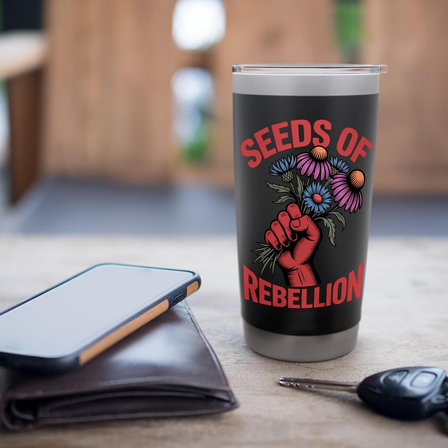 Seeds of Rebellion Eco Activism Wildflower Garden Stainless Steel Insulated Tumbler