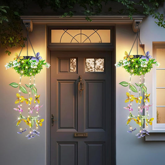 Colorful Solar Butterfly Lights for Spring & Summer Garden, 2 Pack Han