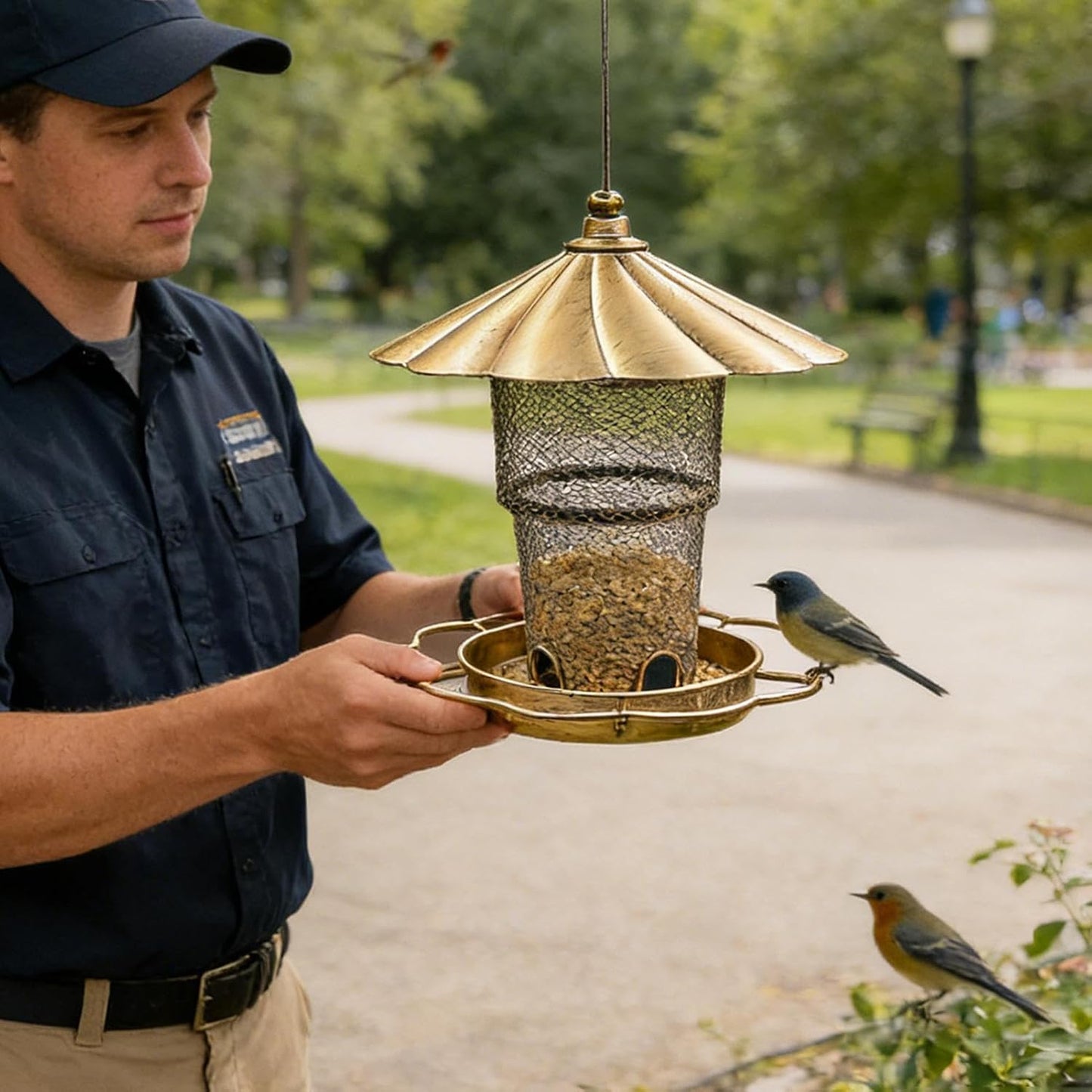 Bird Feeders Outdoors - Squirrel Proof Metal, Large Capacity Hangable