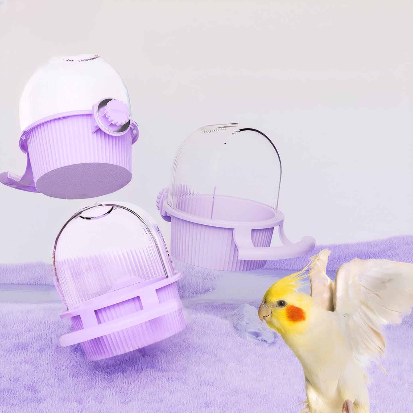 Bird Feeder for Cage – No Mess Feeder & Water Dispenser, Easy to Install and Clean, Semi-Enclosed Design Prevents Splashing