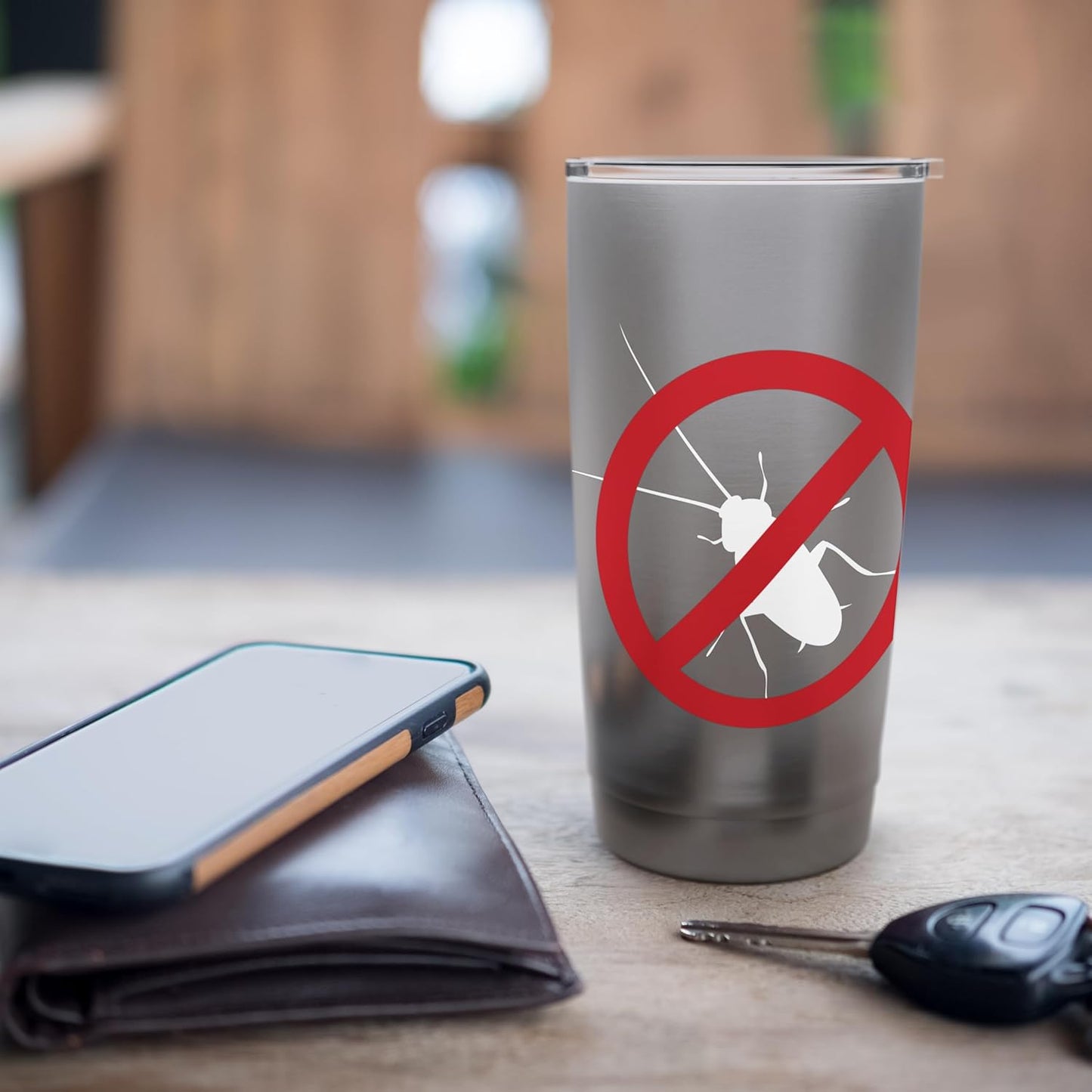 Pest Control Roach Sign Gag Halloween Gift No Cockroaches Stainless Steel Insulated Tumbler