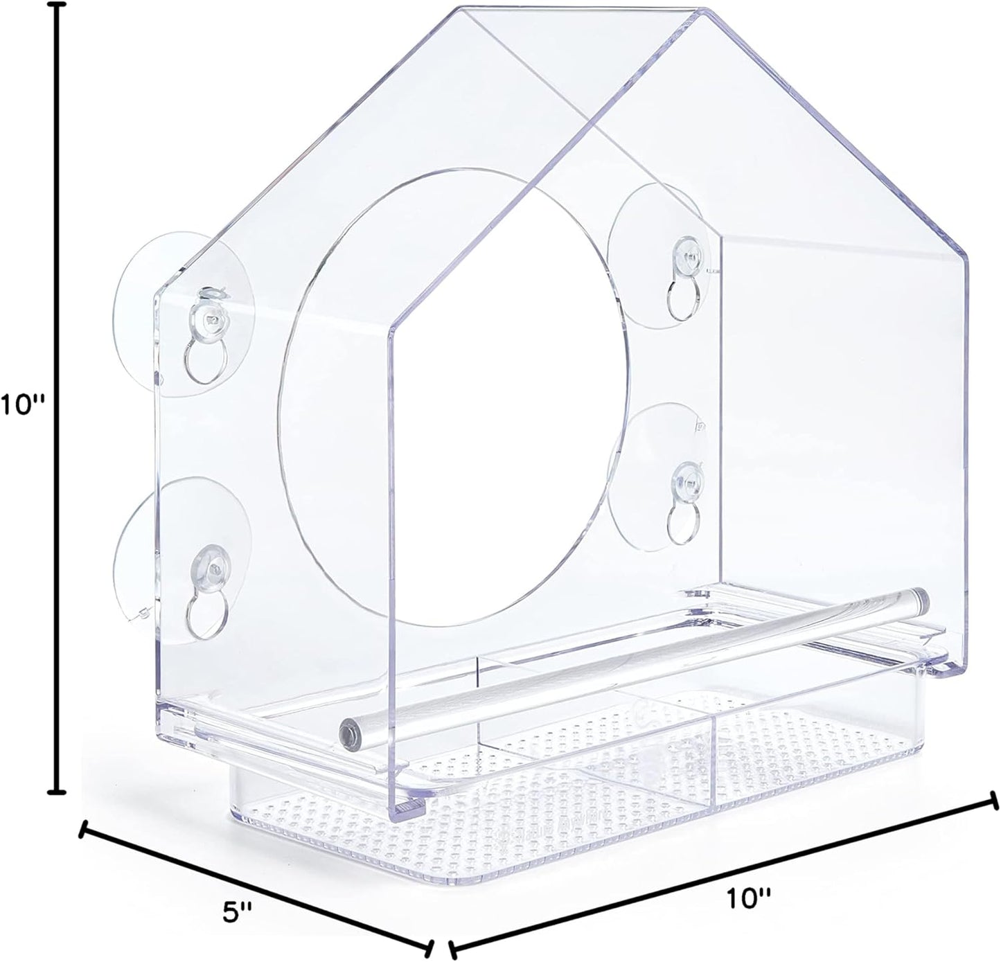 Nature Anywhere Window Bird Feeder - Weather Proof Transparent Acrylic Bird Feeders for Outdoors - Enhanced Suction Grip, Bird Watching for Cats, Easy-to-Clean, Outdoor Birdhouse Feeder (1 Unit)