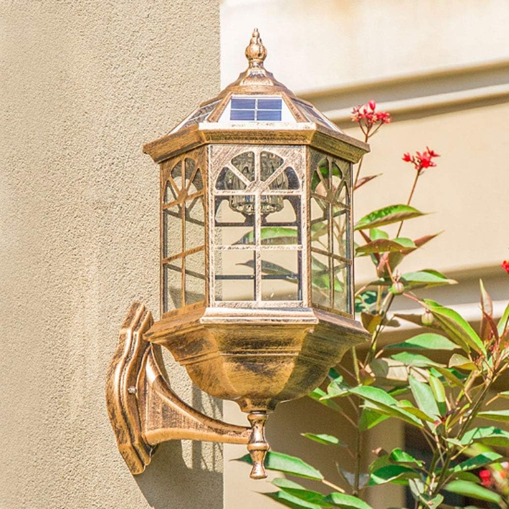 Wall Lamp Antique European Vintage Victorian Solar Garden Lantern Alley Waterproof Sconce Glazed Glass Landscape Light LED Aluminum Energy Saving Villa External Lighting n