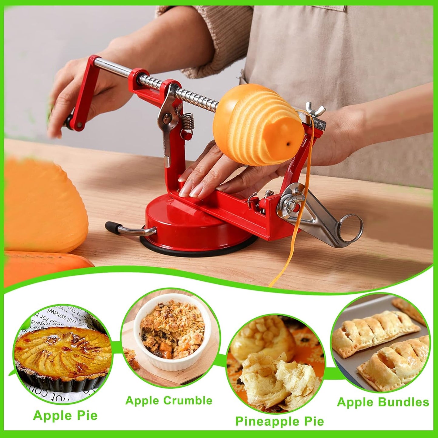 Apple Peeler Corer, Long lasting Chrome Cast Magnesium Alloy Apple Pee