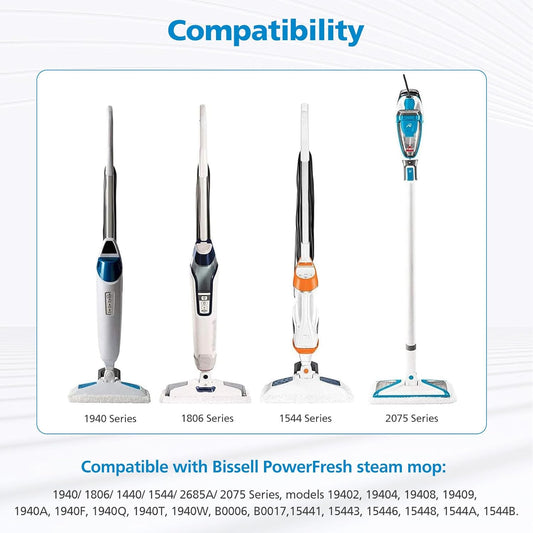 Bissell PowerFresh 스팀 대걸레 패드 6팩, Bissell PowerFresh 스팀 대걸레 1806 1544 1440 2075A 2685A 1940W 19404 시리즈, 모델 19402 19408 1940a 1940f 1940q 1940용 00t B00 06 B0017, 부품 #5938#203-2633