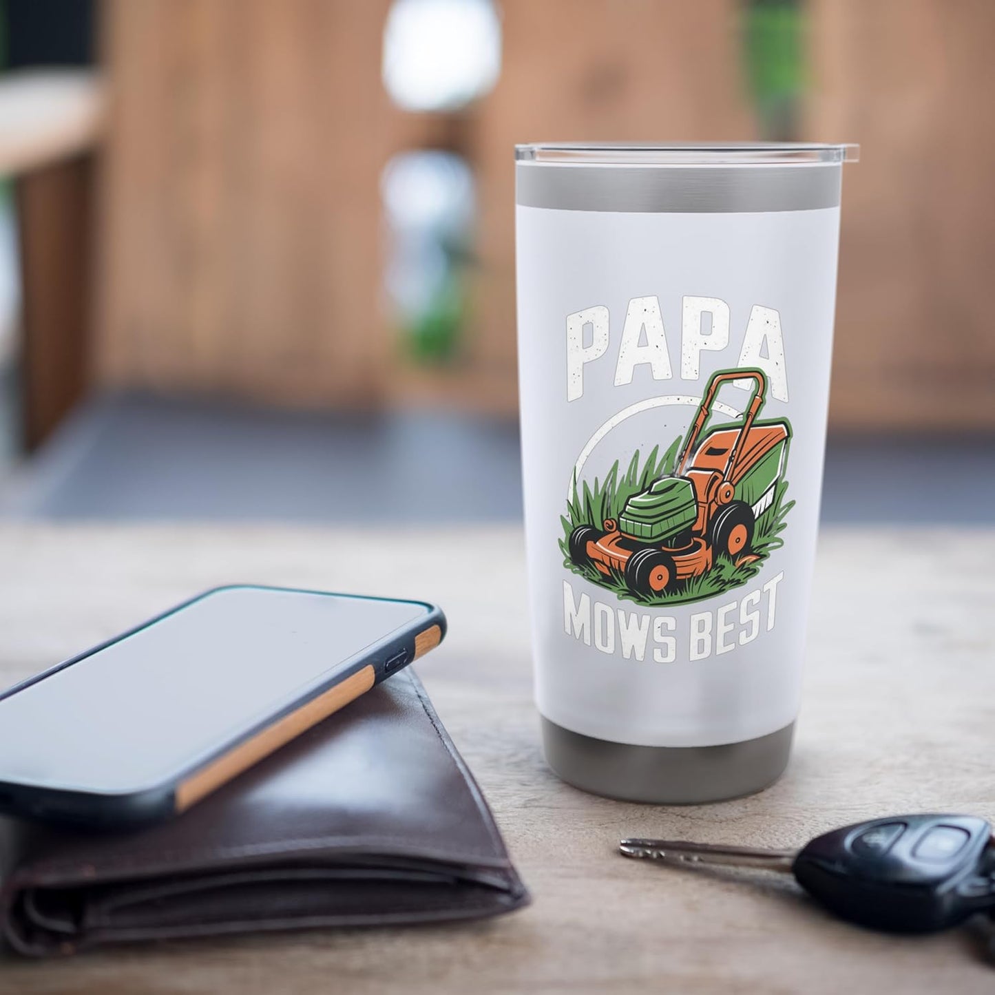 Papa Mows Best I Lawn Care I Dad Joke Stainless Steel Insulated Tumbler