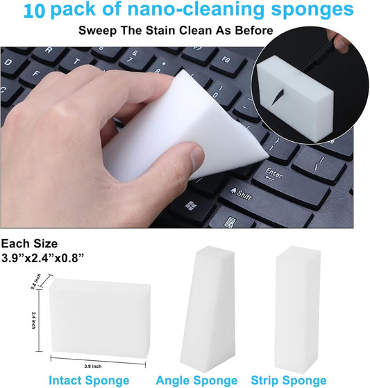 2X Density Magic Sponge Eraser,Multi-Functional Household Cleaning Kitchen Dish Sponge for Furniture,Extra Thick and Long Lasting Melamine Cleaning Sponges for Bathroom,Floor, Wall Cleaner (10)