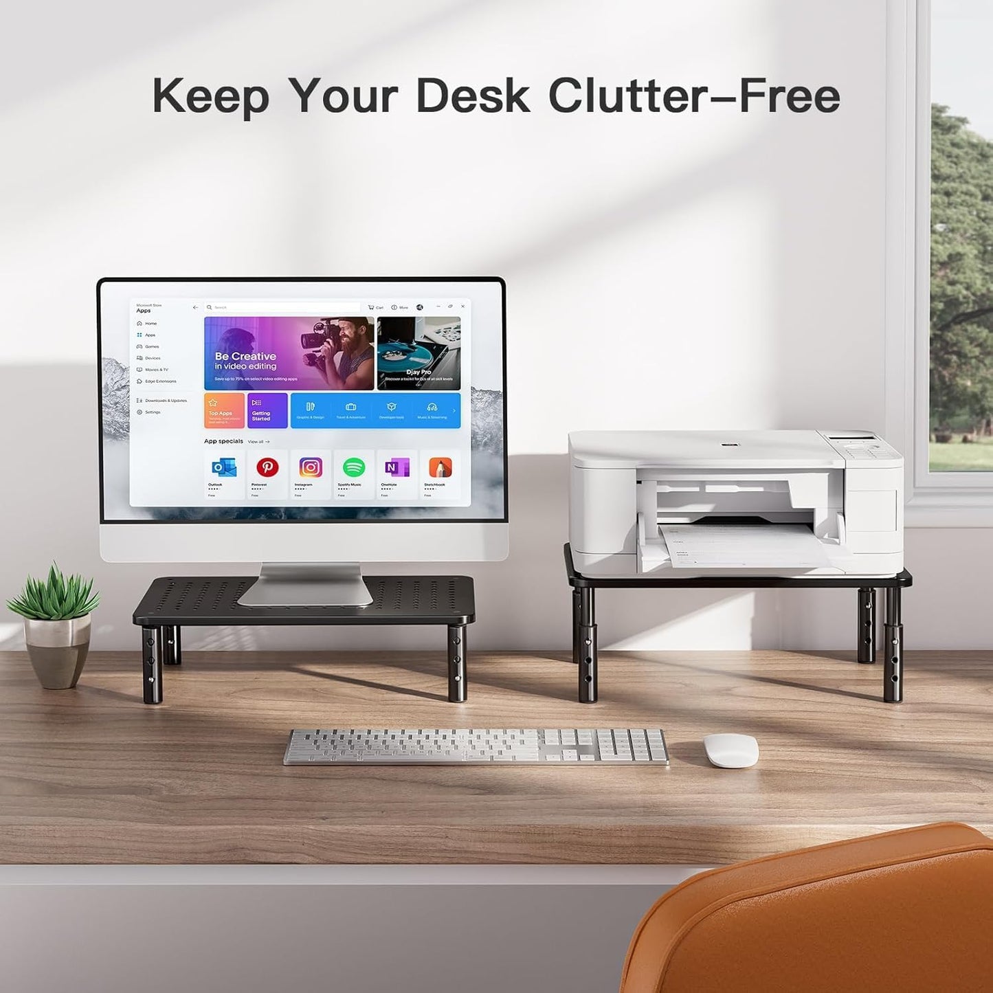 HUANUO Monitor Stand for Desk, Computer Monitor Stand Height Adjustabl