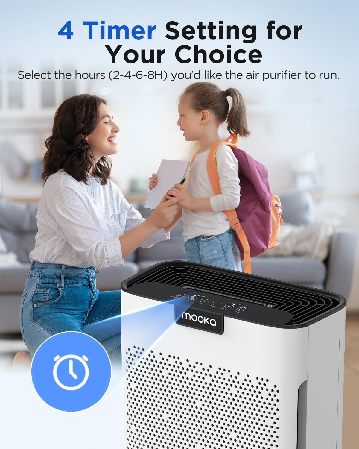 Air Purifiers for Home Large Room 2200 Ft² with Washable Filters, MOOKA H13 HEPA Air Purifier for Home Pets Bedroom with Fragrance, Air Cleaner for Smoke Dust Pollen Pets Hair Odor, KJ190 White