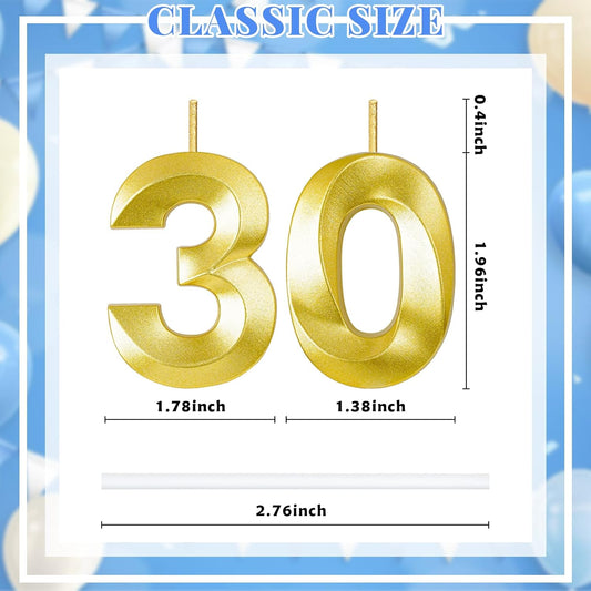30th Birthday Candles for Cake,Birthday Decorations for Him Her,Number Candles for Cake Toppers Party Anniversary (30)