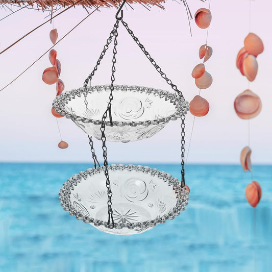 Milisten Garden Hanging Bird Feeder and Bird Bath Tray for Outdoor Use Detachable and Material for Hummingbirds Parrots and Attractive Decoration for Your Garden