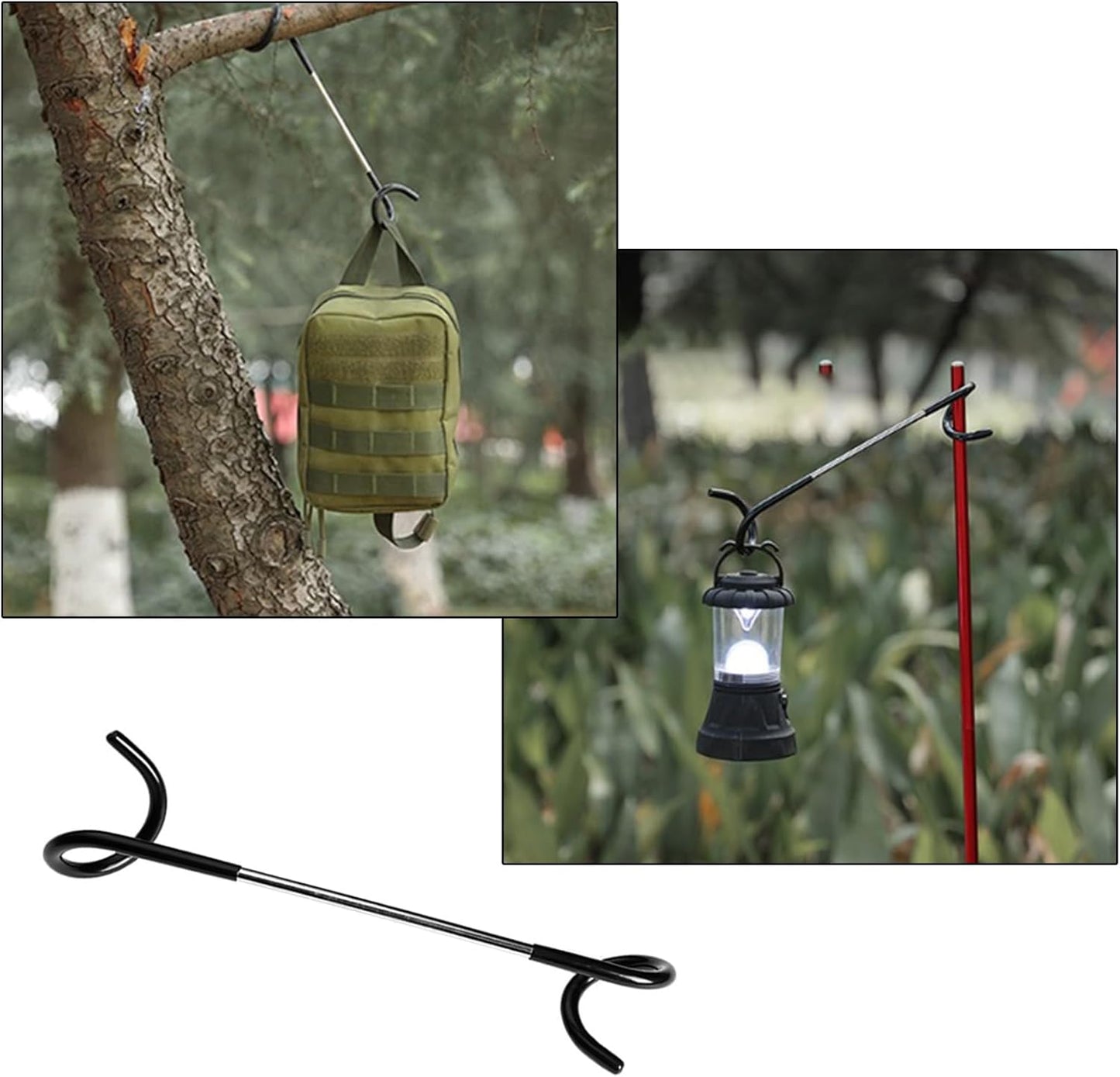 4X Bird Feeder Pole Wrap Hooks, Outdoor Feeder Arm Camping Lantern Yard Hook Accessories for Hanging