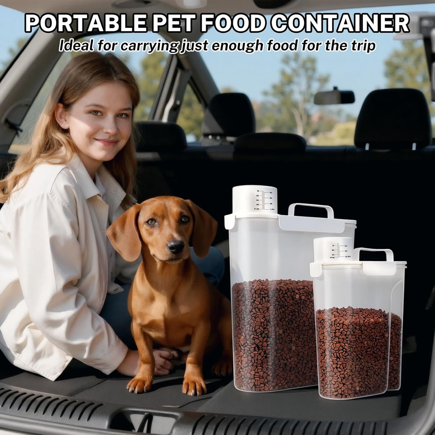 Dog Cat Food Storage Container 5+10 Lbs, Pet Food Container Airtight w