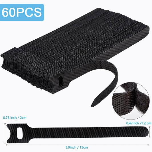 60 PCS 6 Inches Reusable Cable Ties, Adjustable Cord Straps Wire Organ