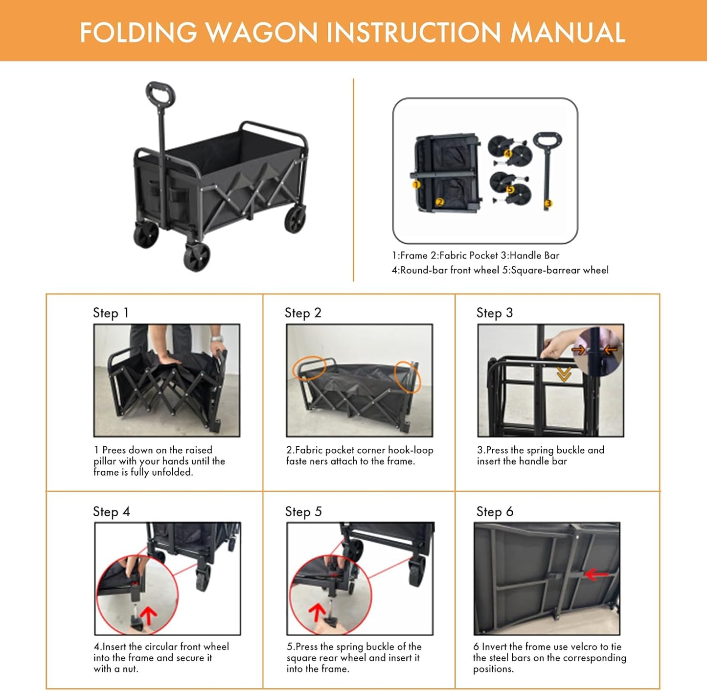 Wagons Carts Foldable,Portable Utility Shopping Cart with Wheels, 600D Double Oxford Cloth,Folding Outdoor Wagon Cart ,Portable Utility Outdoor Wagon for Grocery,Collapsible Wagon with Wheels