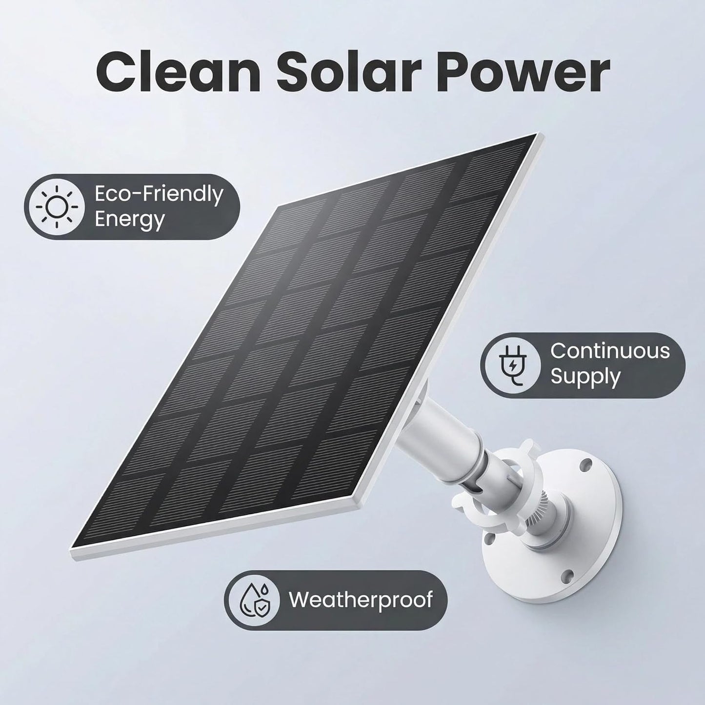 Solar Panel for Security Camera Outdoor, 3W USB C Solar Panel Charger