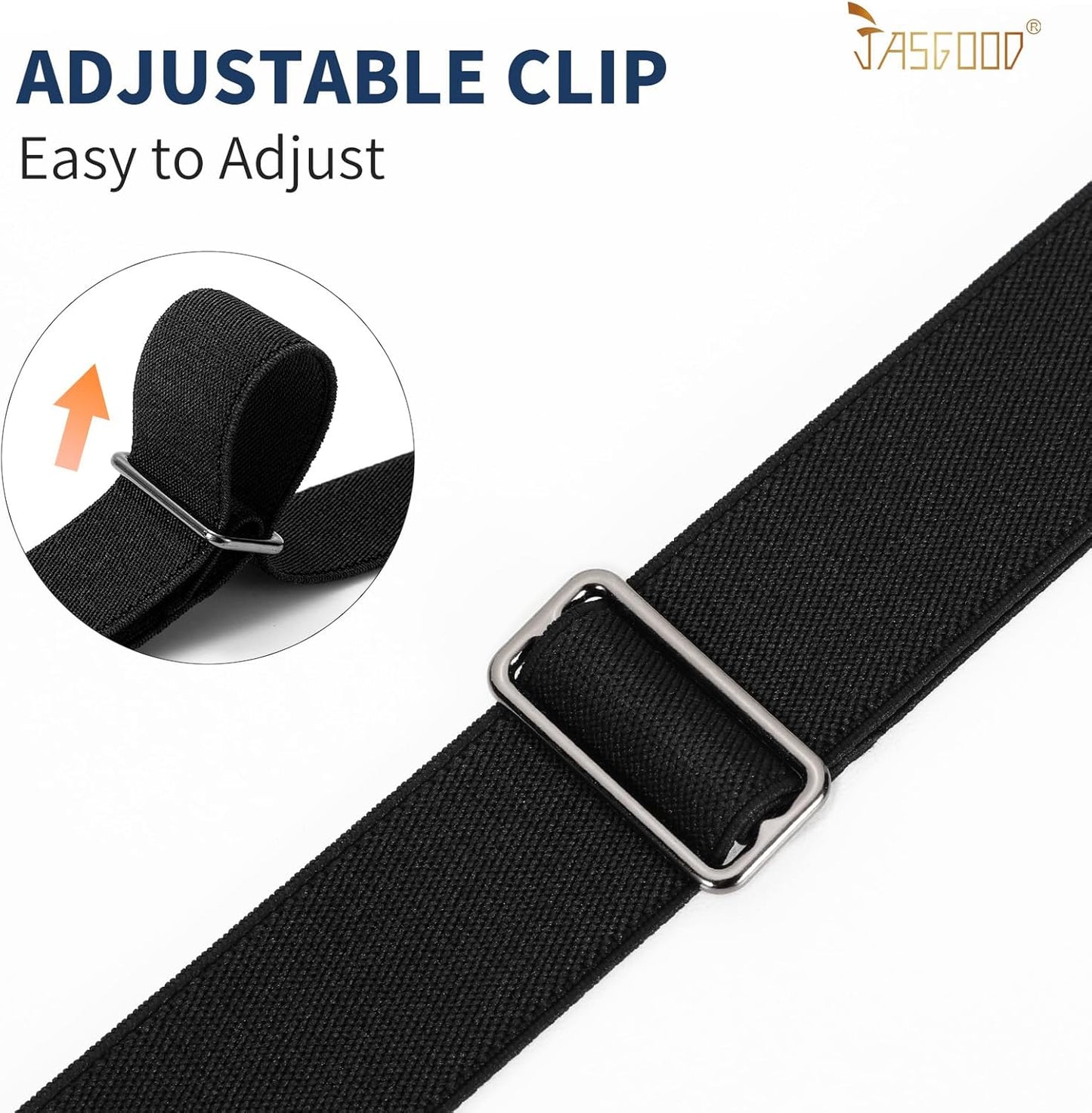 JASGOOD Women No Show Stretch Belt Elastic Web Strap Belt with Flat Bu
