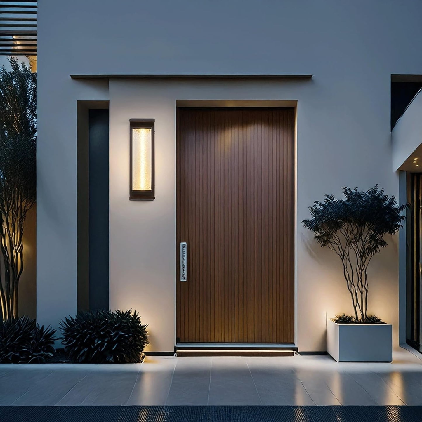 Modern Solar LED Outdoor Wall Light Sconce, IP65 Waterproof Die-Cast Aluminum Glass Exterior Wall Lamp Dusk to Dawn Lighting Fixture for Garden Patio Porch Balcony Landscape Cottage