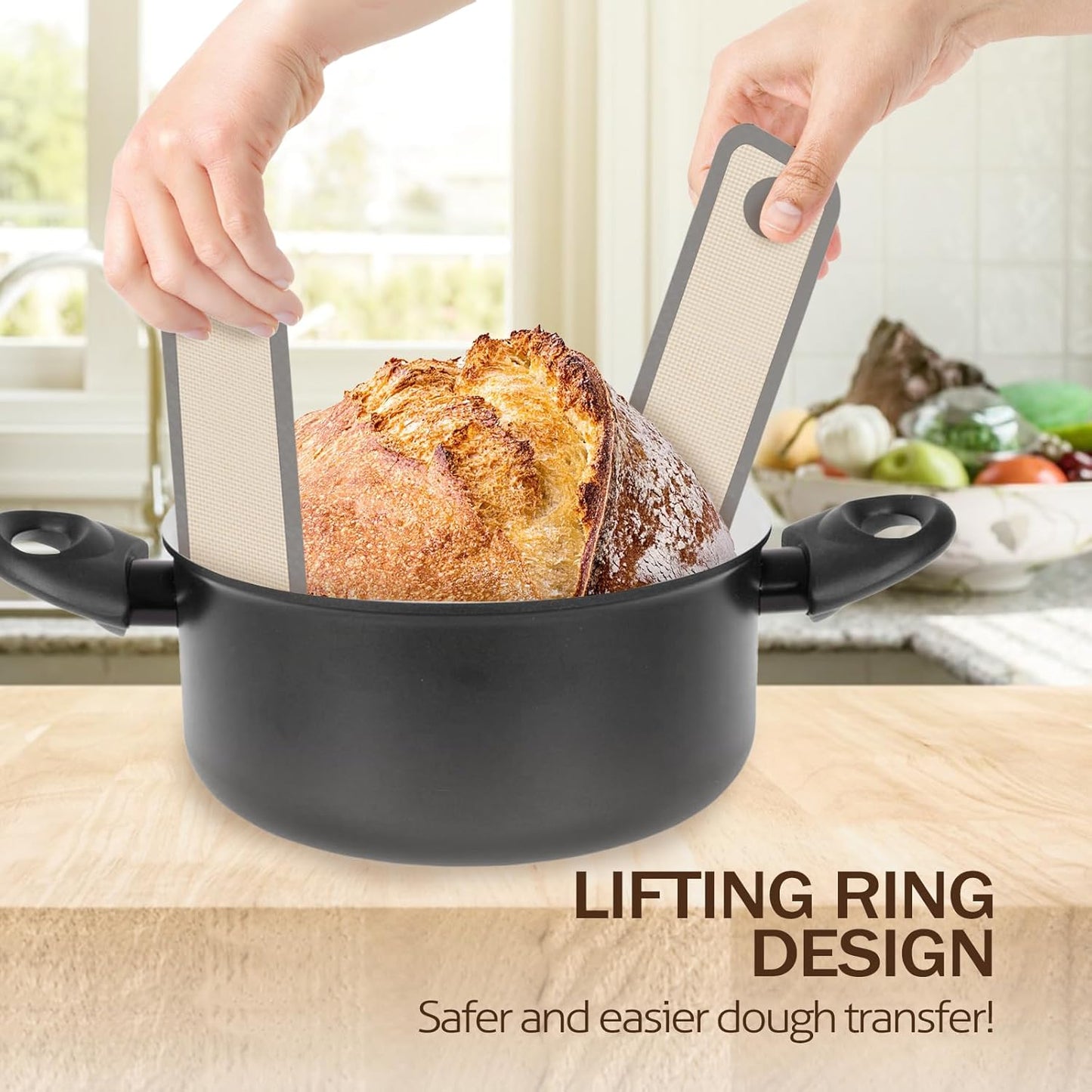 Silicone Bread Sling for Dutch Oven, 2 PCS Non-Stick & Easy Clean Reus