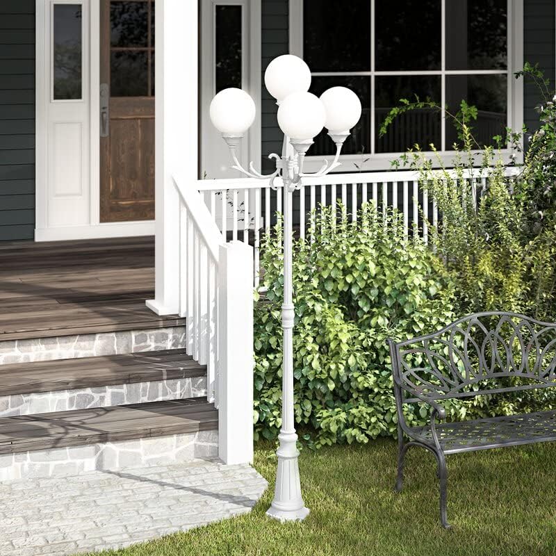 Aspen Creative 28002-21, 8" White Acrylic Replacement Lamp Post Globe with 3-1/4" Threaded Neck