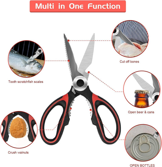 SZHLUX 2-Pack Kitchen Scissors Heavy Duty, Premium Sharp Kitchen Shears for Food, Fish, Meat, Bones, Poultry and Vegetables with Strong Stainless Steel Blades Multi Purpose Cooking Scissors