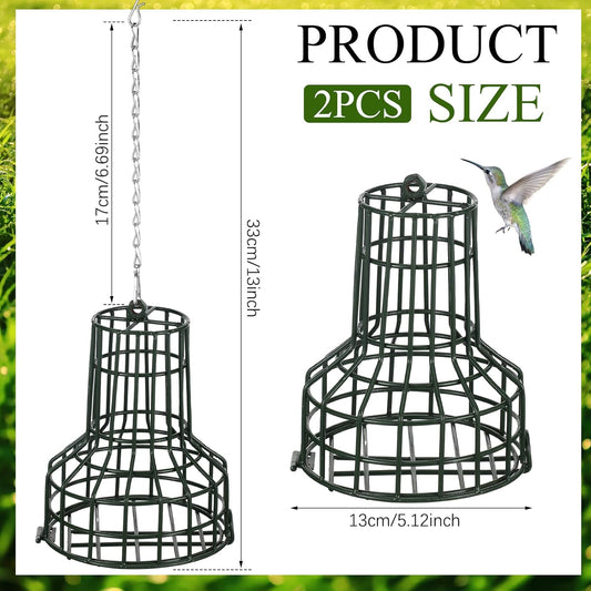 2 Pcs Bird Seed Bell Wild Bird Feeder S-8 Seed Cake Bell Feeders Outdoor Garden Cages Hanger with Stainless Steel Chain for Outside