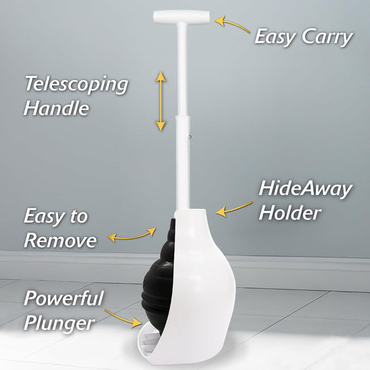 Korky BeehiveMAX Hideaway - Heavy Duty Toilet Plunger with Holder - Dr