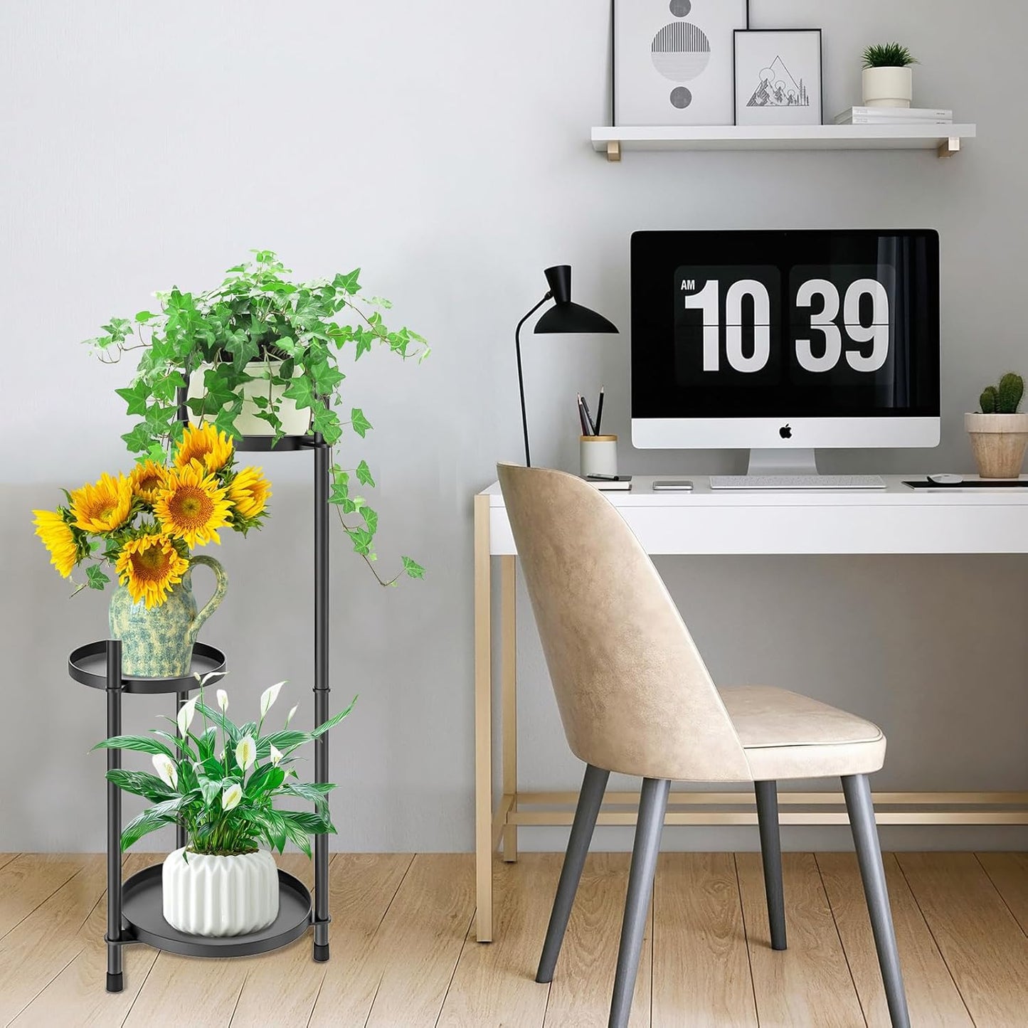 3-Tier Metal Plant Stand for Indoor & Outdoor, Heavy Duty Corner Flowe