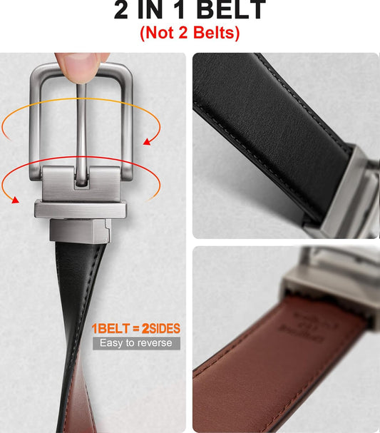 BULLIANT Men's Belt,Reversible Belt Adjustable For Gift Men 1.25”-Cut
