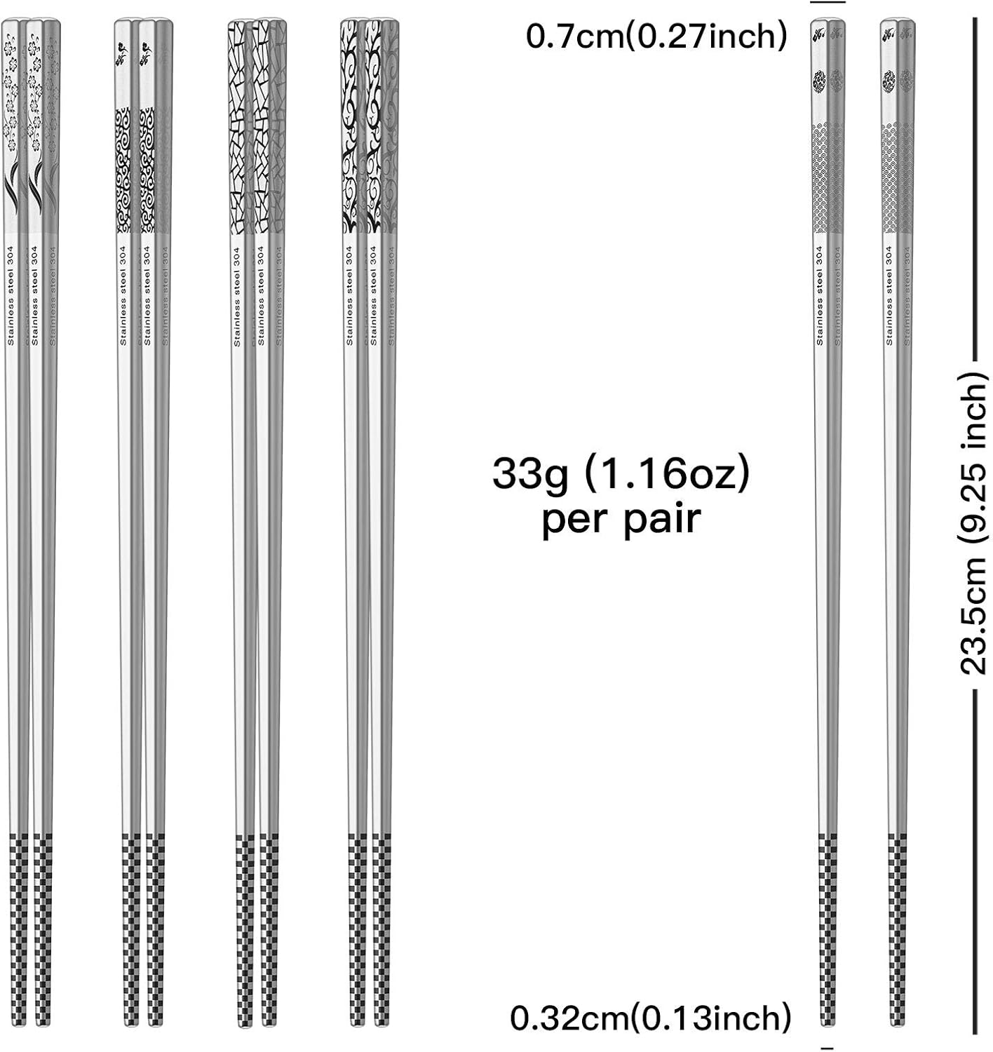 Metal Chopsticks Reusable 18/8 Stainless Steel Chopsticks Multipack Di