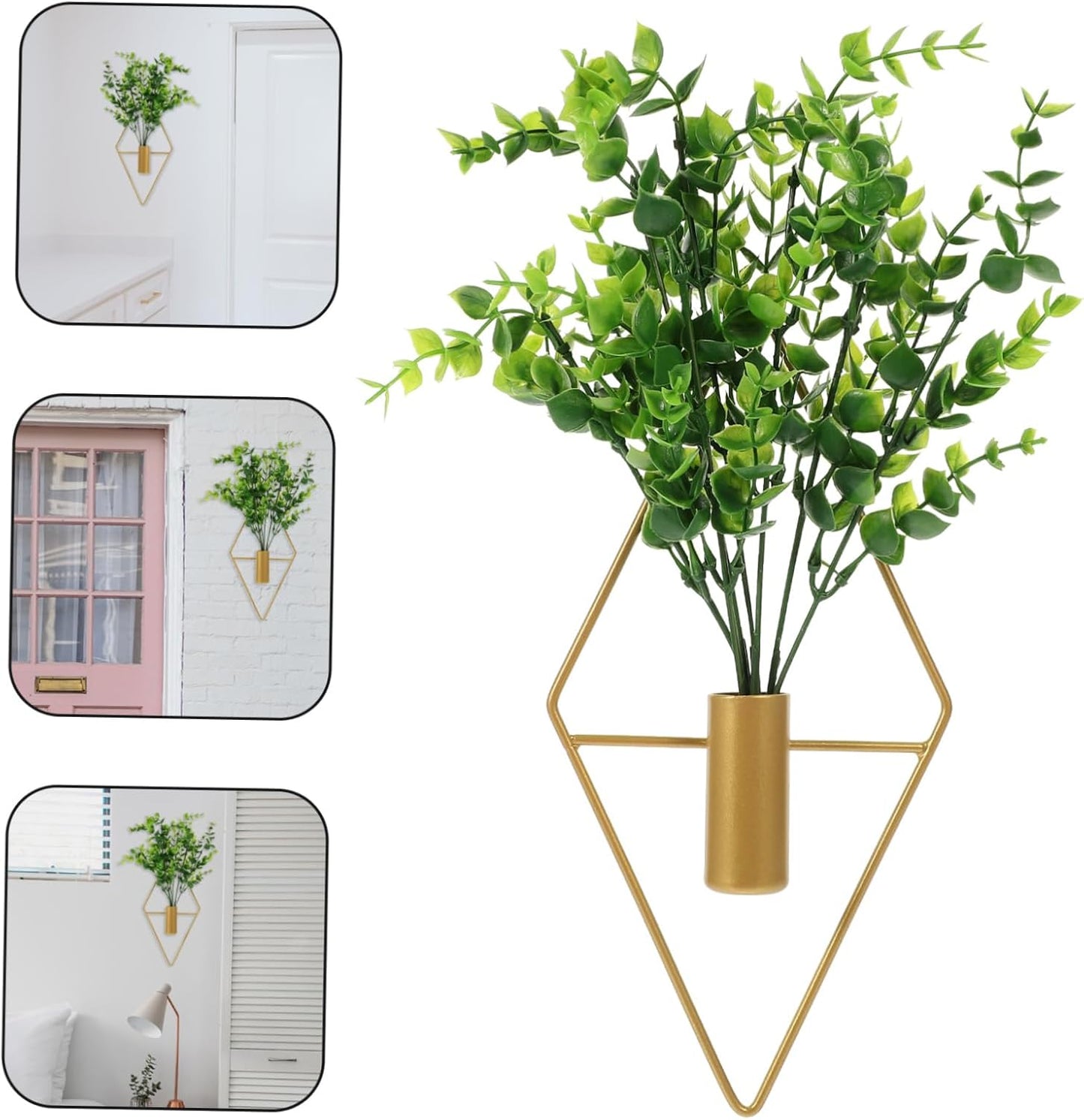 ERINGOGO Hanging Flowerpot Set Geometric Iron Wall Planter Dry Flower