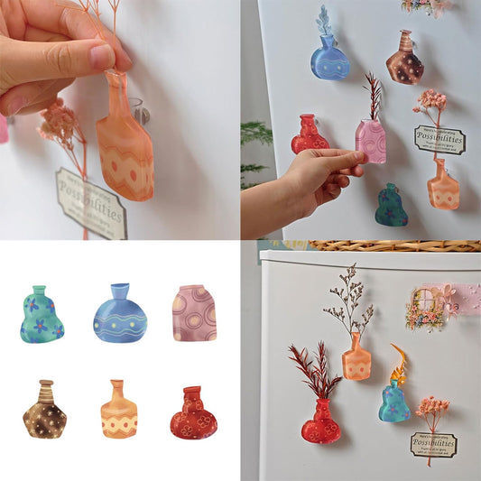 Miniature Acrylic Vase Magnets With Tube Floral Planter Pots Fridge De