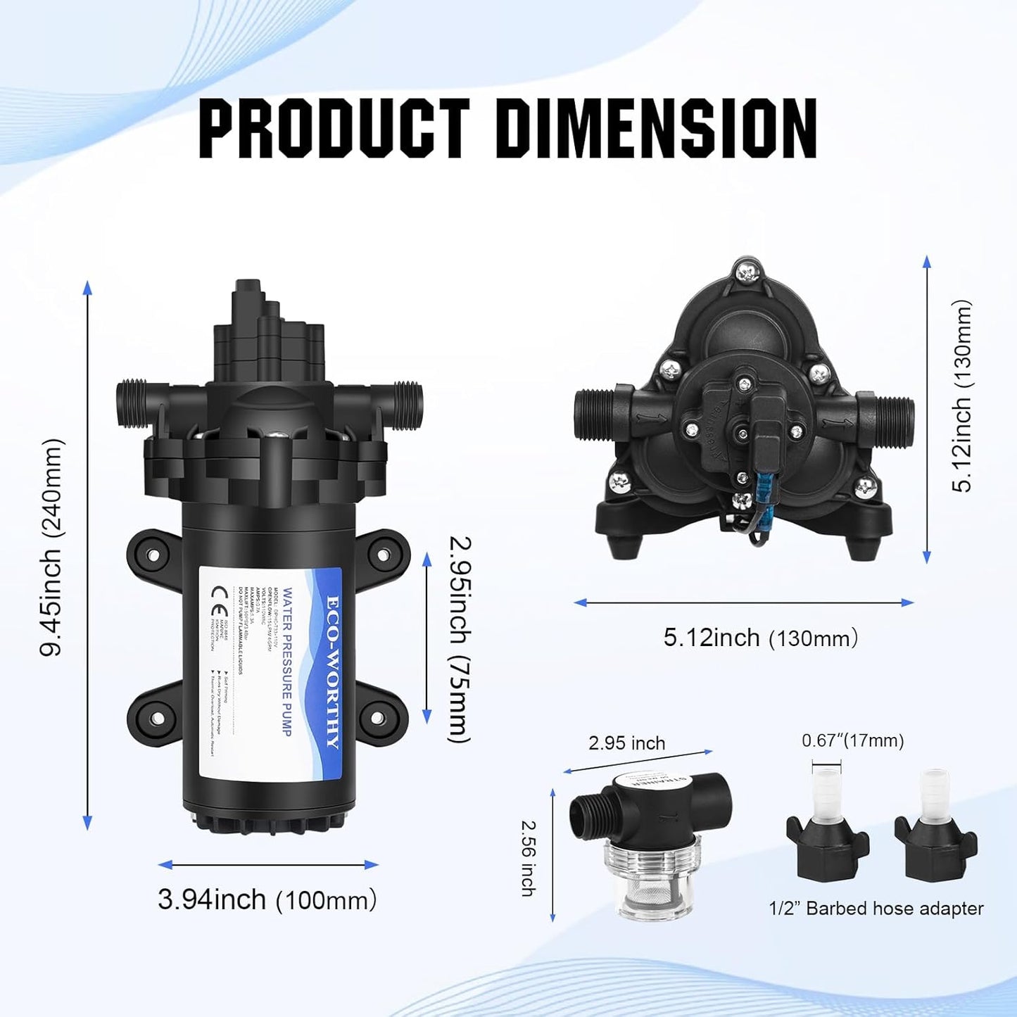 ECO-WORTHY 33-Series Industrial Water Pressure Pump 110V AC 4.0GPM 50P