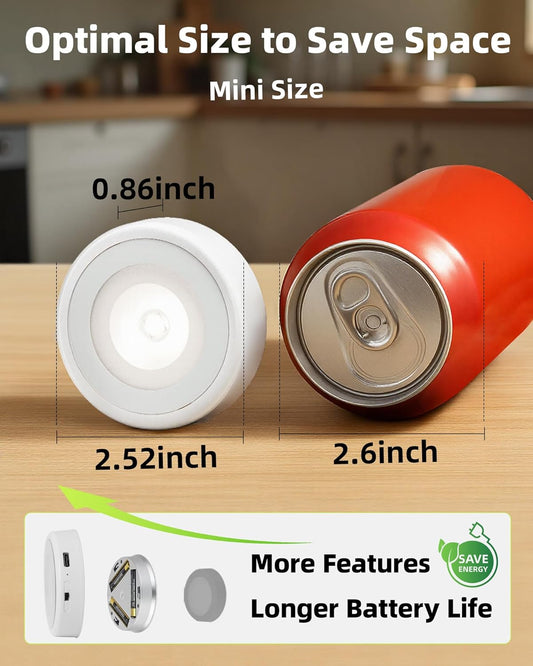 EZVALO LED Puck Lights, Rechargeable Battery Touch Light, 2.5'' Mini Tap Lights, Wireless Closet Light, Under Cabinet Lighting, 3 Color Temps, Sitck On Lights for Kitchen,Closet,Pantry,Shelves(2 Pack)