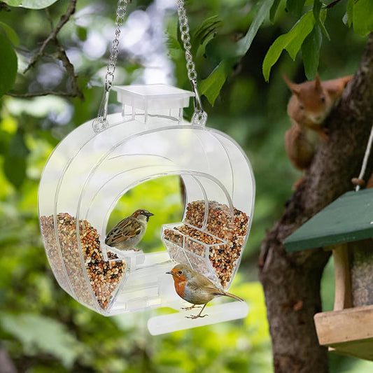 Window Bird Feeder, Clear Acrylic Perch Stand, Bird Watching Kit for Balcony, Garden Outdoor Indoor Decor, Finches Bluebirds Lovebirds Parakeets, Yard Tree Window Feeding Station